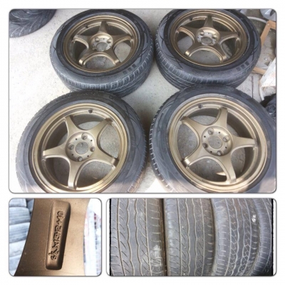 ขายล้อแม็กซ์มือ2 5 ก้าน ขอบ15 4รู100 + ยางปี09 ราคา 7,300 บาทถูก