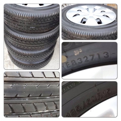 ขายยางป้ายแดงปี13 ขอบ15 Yokohama DNA Decibel 185/60/15 4 เส้น +ล้อกระทะ+ ฝาครอบ ราคา 7,300 บาท!!!!! ถูกมากๆๆ