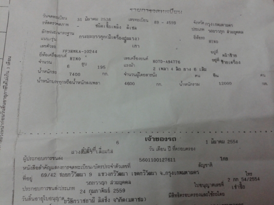 HINO เครื่อง 195  รถ 6ล้อใหญ่ติดเครน 3 ตัน 4 ปลอก