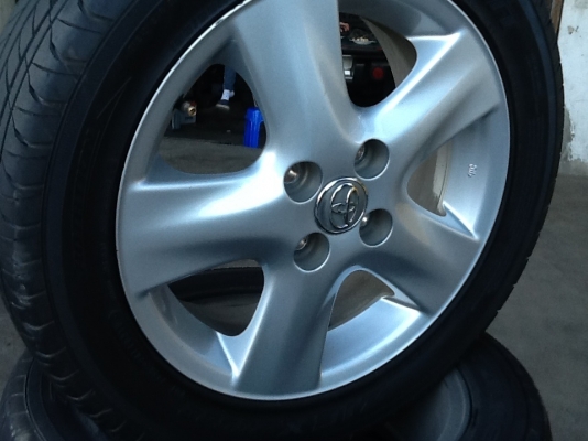 ขายแม็กเดิม15" toyota 4รู100 พร้อมยาง195/55/15 ปี10
