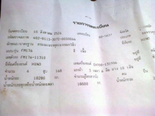 ***ขายแล้วครับขอบคุณ Truck2hand ขาย หัวคัสซี 10ล้อ2เพลา "เจ้าอินทรีย์" HINO FM-176 เครื่องเดิม EH700 168HP  ช่วงล่างเดิม คัสซีสวยมากทั้งเส้น ไม่ปะไม่ดาม สโลวเดิม ยางดี6เส้นพอใช้4เส้น หัวดีภายในคอนโซลครบ เอกสารครบ ราคาต่อรองได้เด้อ พี่น้องครับ