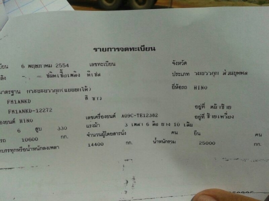 รถฮีโน่ 10 ล้อดั้ม FM1A  330 แรงม้า ปี 54 สนใจติดต่อ 081 - 6079515