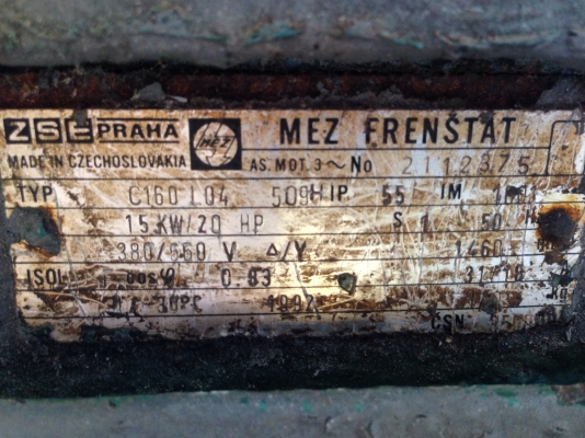 ขายมอเตอร์ MEZ 20 HP. 1450 RPM. 380 V สภาพดี วิ่งนิ่ม เดิมๆไม่เคยพัน พร้อมใช้งาน