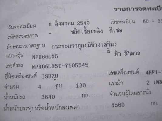 ขาย6ล้อ NPR 66LX5 -4HF1 130 แรงม้า ห้างแท้ปี 40 พร้อมใช้งาน