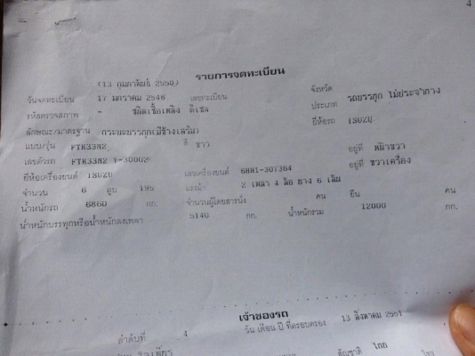 รถอีซูซุ 6 ล้อ รั้ว FTR  195 แรงม้า ปี 46   สนใจติดต่อ 081 - 6079515