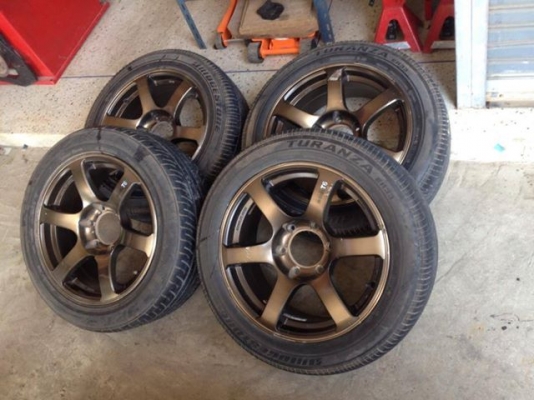 ขายเเม็กมือสอง ขอบ17 Model T6 6รู139 กว้าง7.5 ออฟ25 สีชา