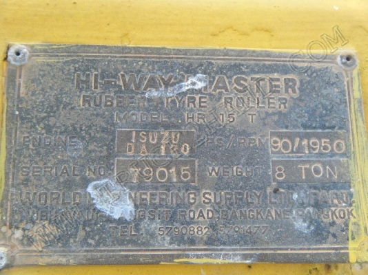 ประมูล - ขายทอดตลาด รถบดถนนล้อยาง ยี่ห้อ HI-WAY MASTER รุ่น HR15T