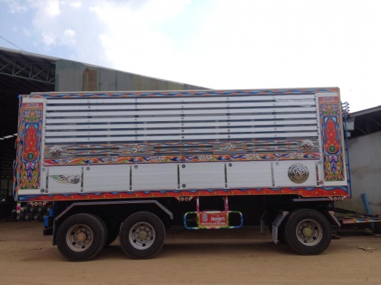 ขายลูกพ่วง 3 เพลา กระบะบรรทุกยกเท กระบะอลูมิเนียม ยาว 7.50 สูง 2.20 ไม่รวมแป๊บ ดั้มพ์ 15 ตัน ยางเรเดียล มีจำนวนมาก