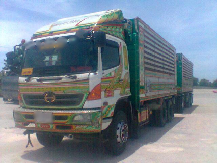 ขายรถบรรทุกพ่วงดั๊มพ์ HINO mega 320 แรง ปี 50 ดั๊มพ์แม่ลูกคอกเกษตร ลูก 3 คานแท้