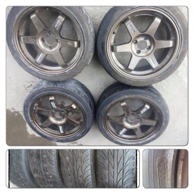 ขายแม็กมือ2ลาย TE37 ขอบ17 4รู100 + ยางปี 12-13 ราคา 12,900 บาทถูก
