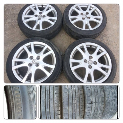 ขายล้อแม็กซ์ขอบ16 ตัว Top Mazda 2 4/100 + ยางปี10 ราคา 5,500 บ.ถูก