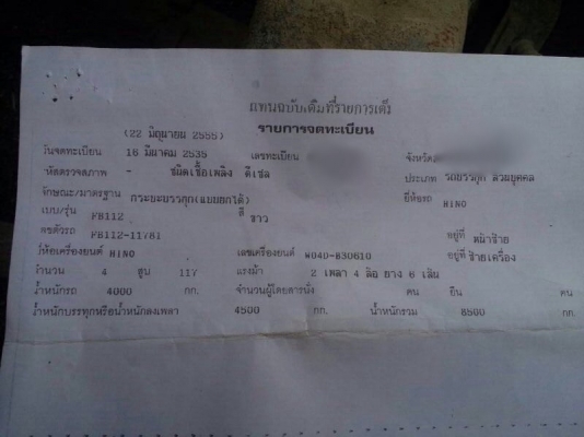 รถฮีโน่ 6 ล้อดั้ม FB112 117 แรงม้า. ปี 35 สนใจติดต่อ 081 - 6079515 รถฮีโน่ 6 ล้อดั้ม FB112 117 แรงม้า. ปี 35 สนใจติดต่อ 081 - 6079515