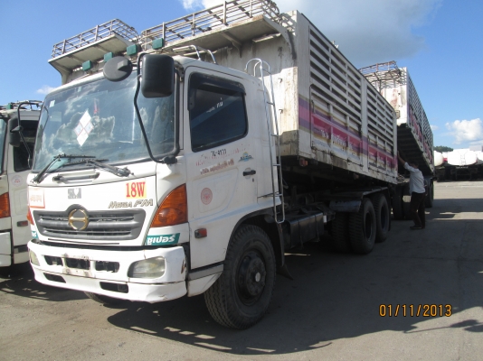 HINO-MEGA-260-ปี48ดั้มเกษตร-พ่วงแม่ลูก-แม่กะบะเหล็กพนัส-ลูกกะบะเหล็กพนัส-ลูก2คาน--
