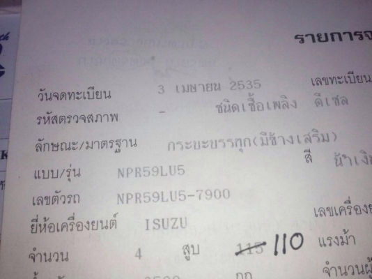 รถอีซูซุ 6 ล้อ รั้ว NPR  เปลื่ยนเครื่อง 110 แรงม้า.  สนใจติดต่อ 081 - 6079515