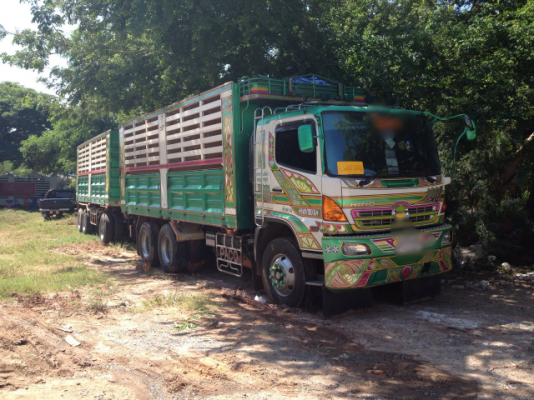 ขายรถบรรทุกแม่+ลูก HINO 344 ปี 52  ด.คอกเกษตร ยางใหม่ แอร์พร้อม ลูก 3 คานแท้ 7.20 เมตร