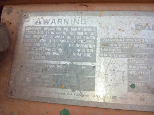 ขาย รถฟอร์คลิฟต์ DEAWOO 2 ตัน