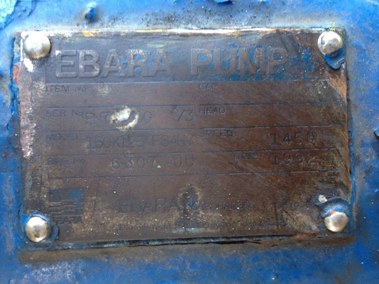 ขายหัวปั้มน้ำ Ebara ขนาด เข้า 6 นิ้ว ออก 5 นิ้ว ใบพัดเหล็กหล่อ สภาพสวย พร้อมใช้งาน