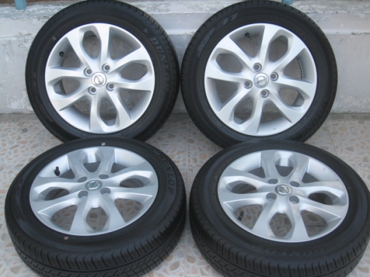 ขายล้อแม็กป้ายแดง nissan march 15"x5.5" et50 4 รู 100 + ยางยางผลิตสัปดาห์ที่ 19-2 เส้น 20-2เส้น ปี 13  สนใจติดต่อเล็กคลองสามครับ (081-3747940)