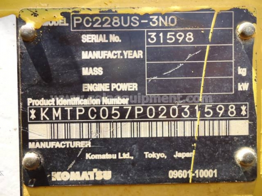 รถแบคโฮ 2005 Komatsu PC228US-3NO เครื่องจักรนำเข้ามือสองจากต่างประเทศ สภาพสวยพร้อมใช้งาน ชั่วโมงทำงาน 10,601 ชม.