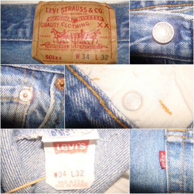 # 9077 # ยีนส์ Levi's 501 ผ้าทราย ของแท้ มือสอง เอว 33นิ้วครึ่ง ยาว 27นิ้วครึ่ง เนื้อทรายสวย ตะเข็บสวย made in usa