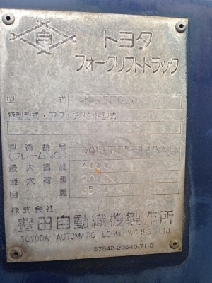 ขาย ฟอล์คลิฟต์ 2.0 ตัน TOYOTA 5FG20 เก่าญี่ปุ่น ขาย ฟอล์คลิฟต์ 2.0 ตัน TOYOTA 5FG20 เก่าญี่ปุ่น