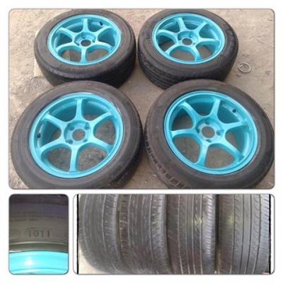 ขายล้อแม็กมือ2 Advan RG2 เขียวมิ้น ขอบ15 4รู100+ยาง ราคา 9,500 บาทถูก