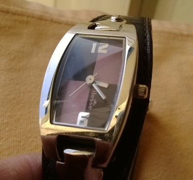 Ellesse quartz ขนาด 22*35 มม. เรือน stainless หน้าสองสีสวยงาม สายหนัง สภาพโดยรวม 85\%