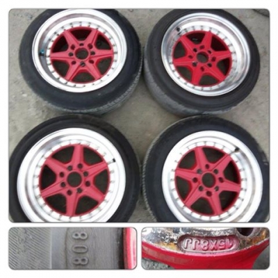 ขายล้อแม็กมือ2 เรโทร 6ก้าน ขอบ15 กว้าง8 4รู100/114 แถมยาง ราคา 8,900 บาทถูก