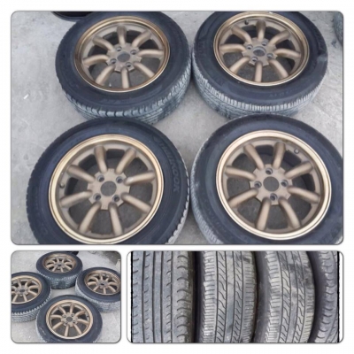 ขายล้อกล้วยขอบ 15 กว้าง 7 4รู100+ยางราคา 8,900 บาทถูก