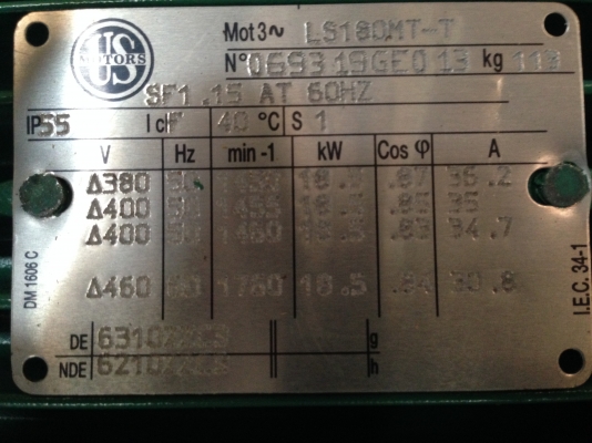 ขายมอเตอร์ใหม่ US motor 25 HP. 1450 RPM. 380 V อยู่ในลัง ชุดสุดท้ายเหลือ 3 ตัวครับ