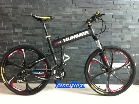 จักรยานเสือภูเขาพับได้ HUMMER-X เฟรมอลูมิเนียม 24 speed ล้อแม็ก สีดำ