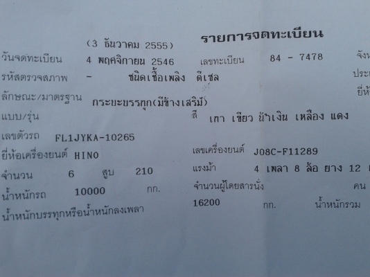 ขาย HINO 210 HP 2คานหน้า ยาว7เมตร