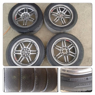 ขายล้อแม็กมือ2 Advanti ขอบ 15 4รู100 หน้า 6.5-หลัง 7.5 4 รู100+ ยาง ราคา 7,900บาทถูก