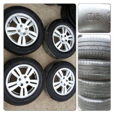 ขายล้อแม็กป้ายแดง Chevrolet Sonic LTขอบ 15 4/100+ยางปี 13 ราคา8,500บาทถูก