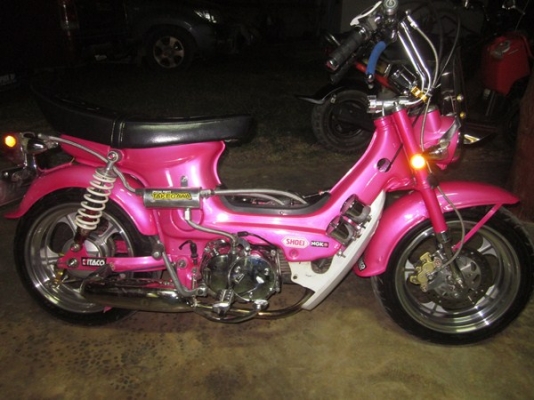 ชาลีแต่งเทพๆ เครื่อง Honda ไนท์ 110 cc. มีทะเบียน เครื่องชุบ ครัชมือ ดิสเบรคหน้า ล้อ12" ยางใหม่ ท่อผ่าเสียงแน่นๆ