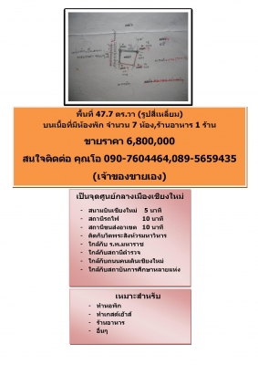 ขายที่ดินพร้อมสิ่งปลูกสร้าง เมืองเชียงใหม่ (ด้านในคูเมือง)