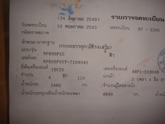 ขอบคุณทีมงาน Truck2Hand มากครับขาย ISUZU NPR 120 แรง รถห้างแท้ ยาว 5 เมตร จดปี 43