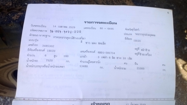 10ล้อเพลาเดียวISUZU 165 แรง 6BD1สภาพยังดี หัวเดิมบาง เครื่องนิ่มมาก ..