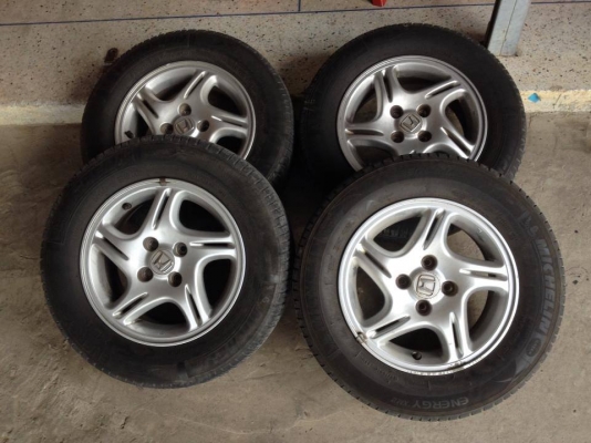 เเม็กมือสองHondaขอบ14 4รู100 พร้อมยาง Michelin 185/70/14