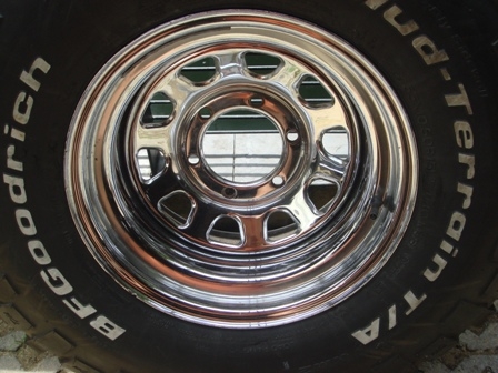 ขายยางBF GOODRICH M/T 33x10.5หน้าแคบดอกสวยพร้อมกะทะโครเมี่ยมUSA6รู139x8นิ้ว 1วง