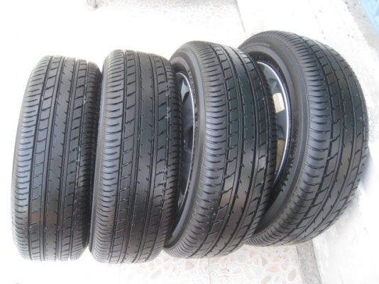 ขายล้อแม็ก Toyota vios ป้ายแดง 15"x5.5" et45 4รู100+ยางผลิตสัปดาห์ที่38ปี13 สนใจติดต่อเล็กคลองสามครับ (081-3747940)