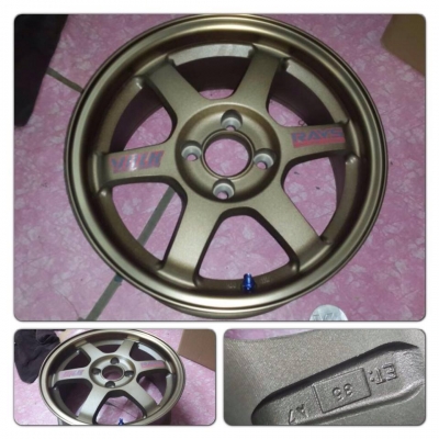 ขายแม็กมือ2ใส่ 3 วัน!!! TE37 สีทองไหม้ขอบชา งานเหมือน ขอบ15 4รู100 ราคา 8,900 บาทถูก