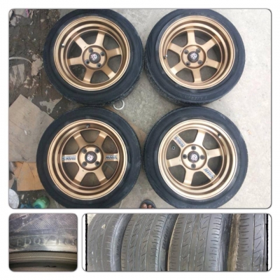 ขายแม็กมือ2 TE37Vขอบ15 กว้าง8 ออฟ 0 +ยางปี10 ราคา 10500 B ถูก