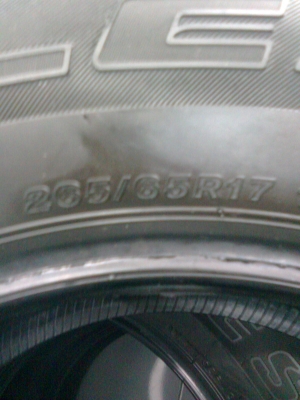 ยางป้ายแดงไม่ลงดิน 265-65-17   ปี3413 1ชุด