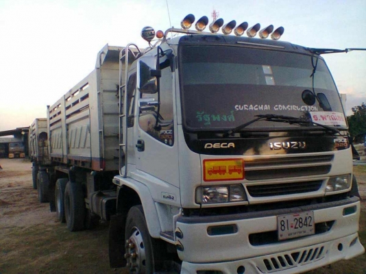 ขายรถ 18 ล้อพ่วงแม่-ลูกดัมพ์ ISUZU DECA 270 แรงม้าปี 2549 ลูกพ่วงดัมพ์ 2 คานแท้กระบะเหล็กสามมิตรลอนเฉียงคอกเสมอหัว ราคา 2290000