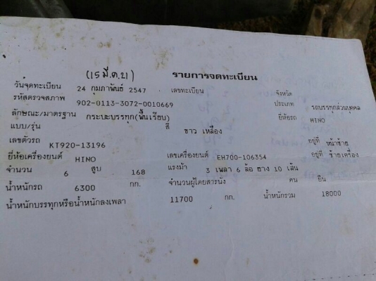 รถฮีโน่ 10 ล้อ ท้ายลาด KT920.  168 แรงม้า.  สนใจติดต่อ 081 - 6079515