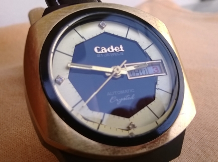 Cadet auto  กระจกเหลี่ยม เรือน stainless รมดำ