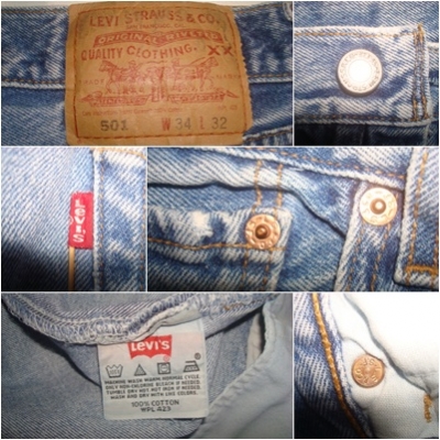 #9267# ยีนส์Levi's 501 ผ้าทราย ของแท้ มือสอง เอว34ครึ่ง ยาว 30 ตะเข็บสวย