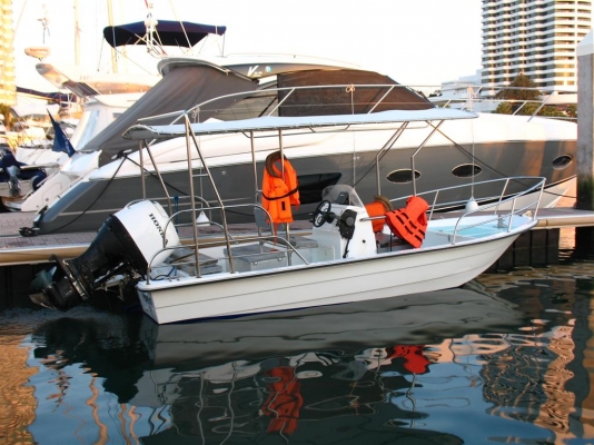 เรือไฟเบอร์ 21ฟุต เครื่องฮอนด้า 90แรงม้า 4จังหวะ พร้อมTrailerเหล็ก