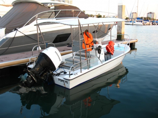 เรือไฟเบอร์ 21ฟุต เครื่องฮอนด้า 90แรงม้า 4จังหวะ พร้อมTrailerเหล็ก